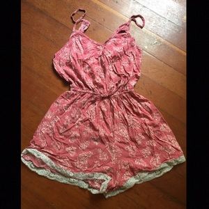Dusty pink and white boho romper